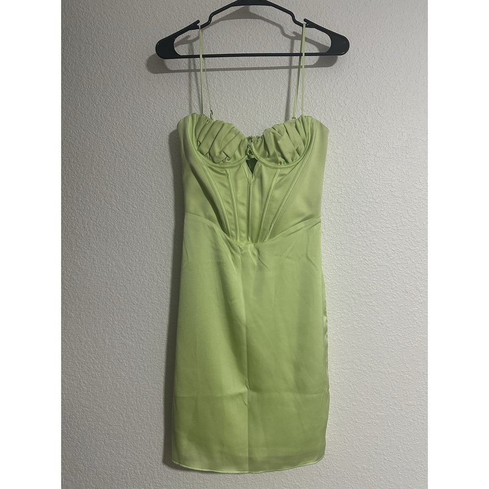 House of CB‎ Lime Green Corset Mini Dress Nathalia  S Bust Strappy Bodycon